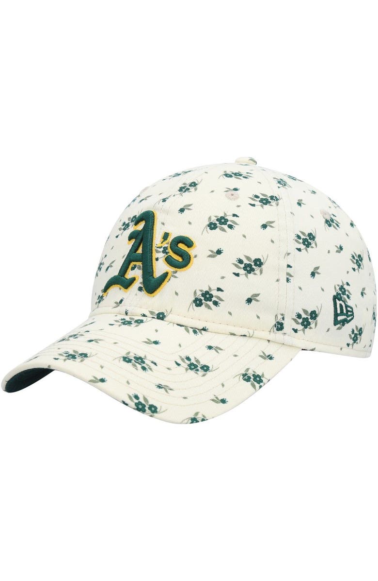 New Era Women's New Era Cream Athletics Chrome Bloom 9TWENTY Adjustable Hat, Main, color, 