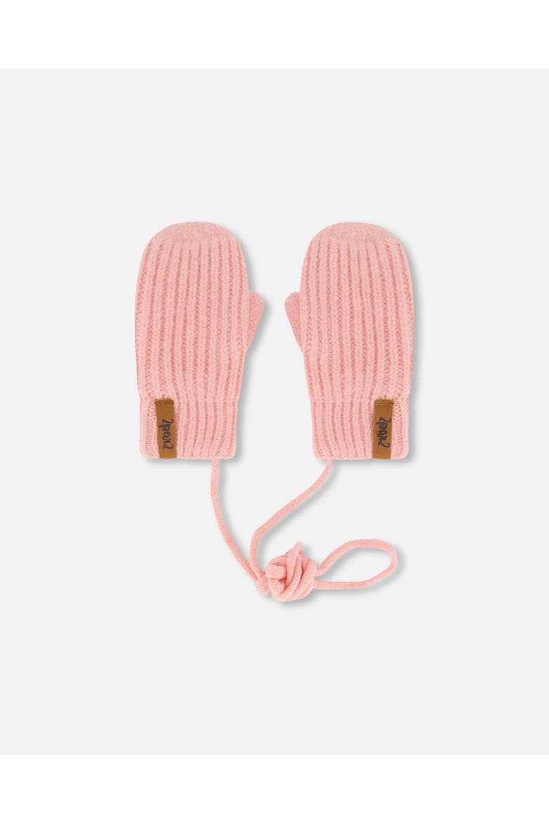 Baby Girl's Knitted Mittens With String Pink, Main, color, Strawberry Ice