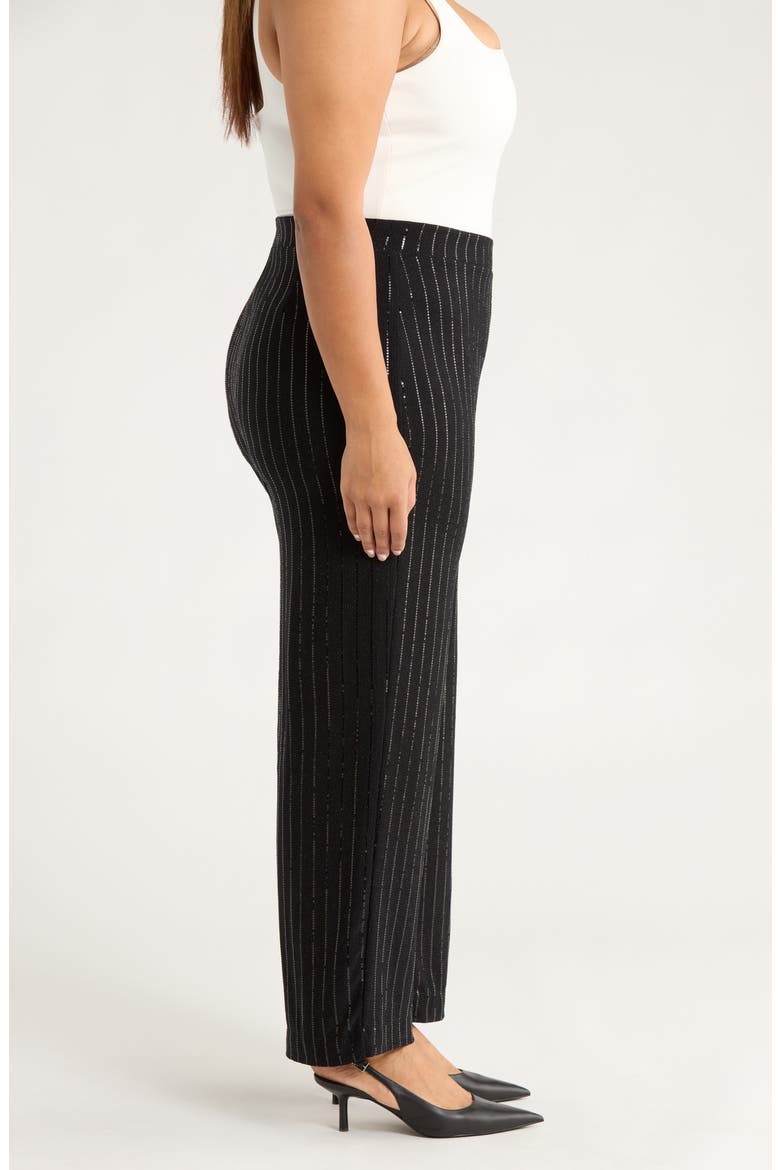 Metallic Stripe Wide Leg Pants, Alternate, color, ANNE BLACK