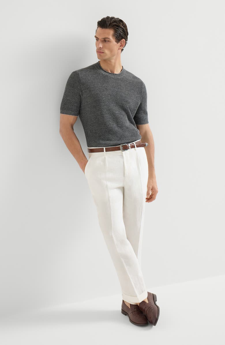 Brunello Cucinelli Gabardine garment dyed trousers, Alternate, color, Snow