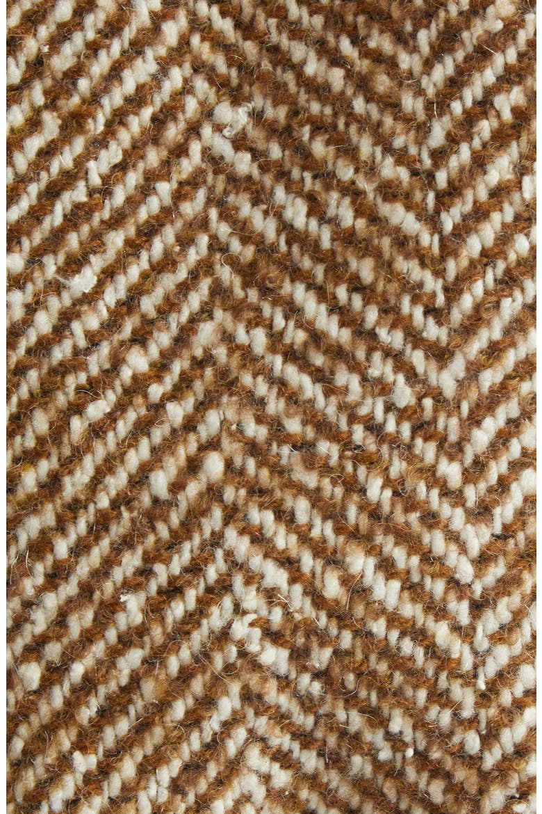 Valiant Crop Faux Fur Collar Herringbone Jacket, Alternate, color, CAMEL