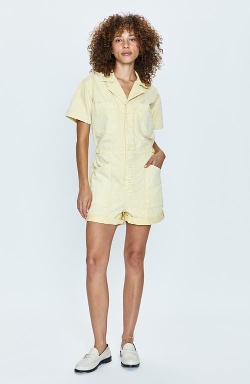 Pistola Parker Denim Romper In Soft Honey Snow