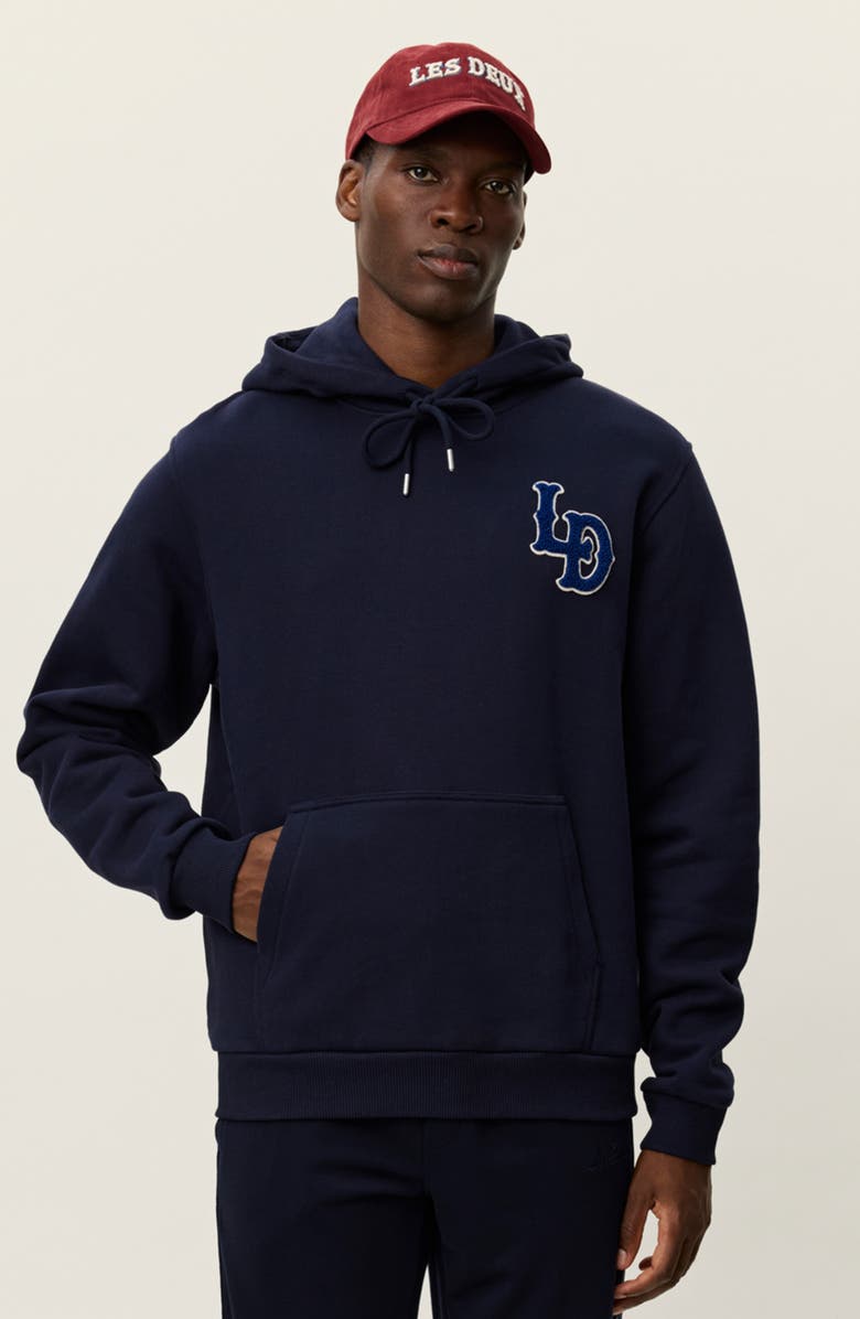 Les Deux Brady Logo Patch Hoodie, Alternate, color, Dark Navy