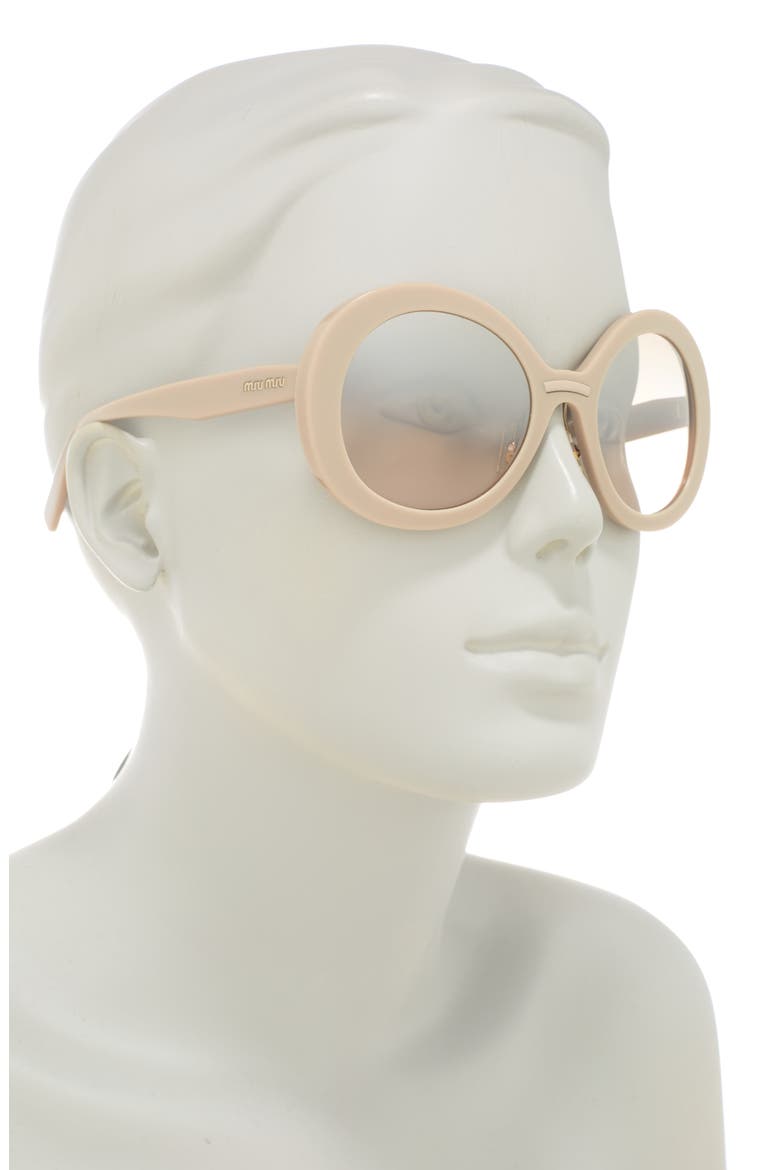 53mm Round Sunglasses, Alternate, color, BEIGE / LIGHT BROWN MIRROR