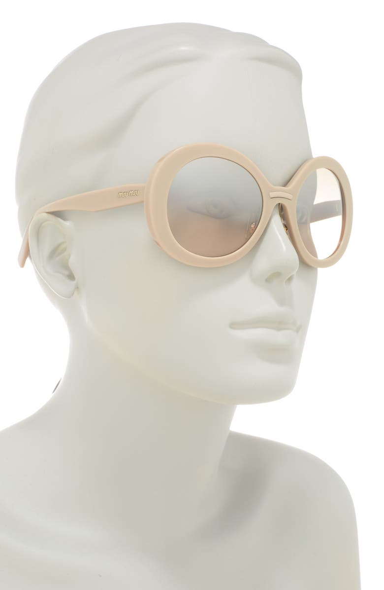 Miu Miu 53mm Round Sunglasses, Alternate, color, Beige / Light Brown Mirror