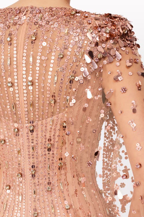 Jenny Packham Blaize Sequin-embellished Cape Maxi Dress In Orange