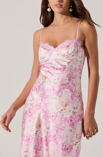 Lace Trim Satin Slipdress