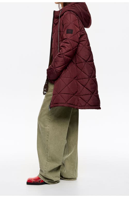 Bimba Y Lola Straight Hooded Puffer In Burgundy