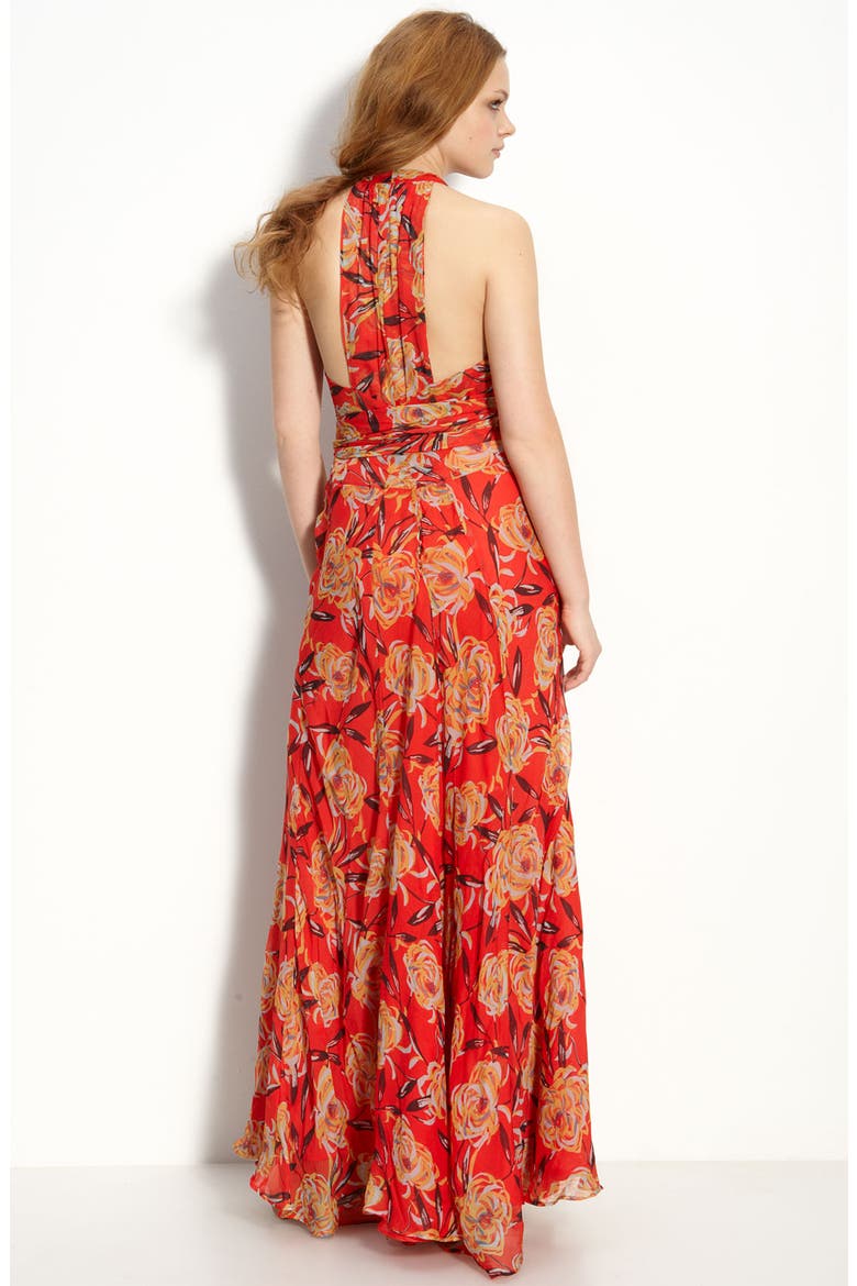 'Harlequin' Chiffon Maxi Dress, Alternate, color, RED FLORAL MULTI