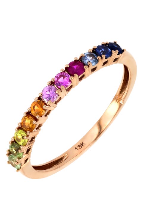 Iris 18K Gold Round Cut Rainbow Sapphire Stacking Ring (Nordstrom Exclusive)