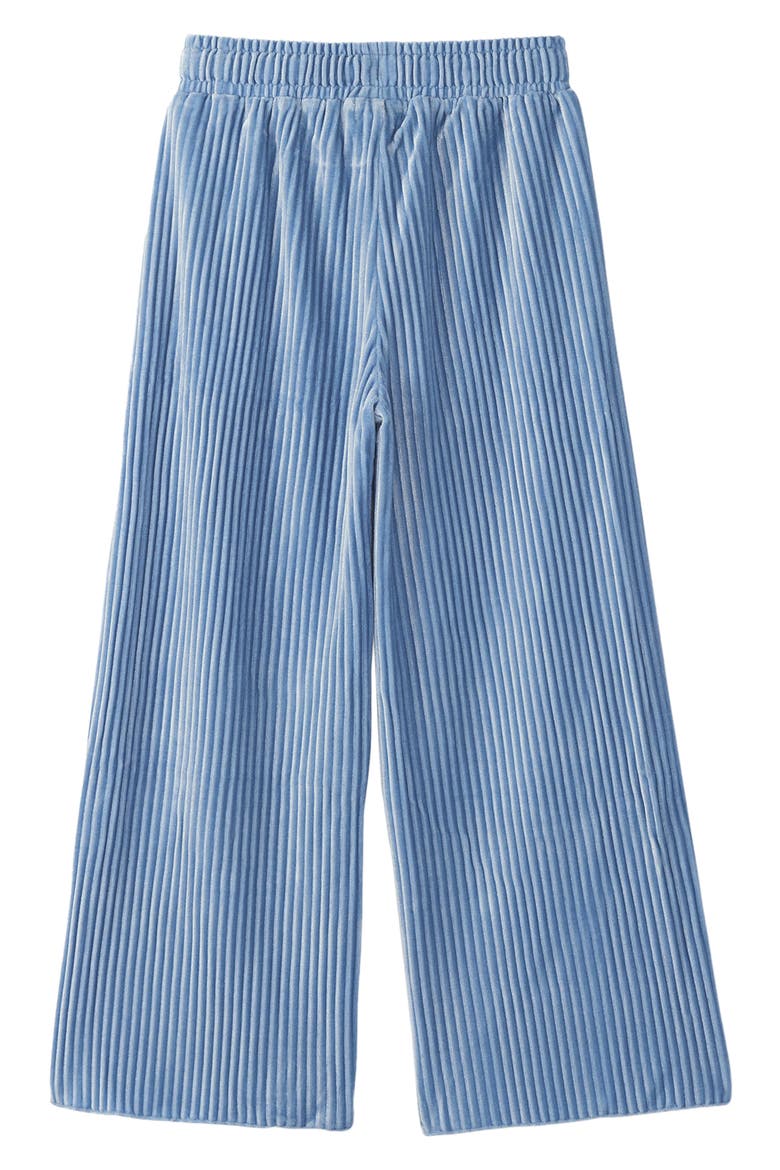 Kids' Pleated Velour Wide Leg Pants, Alternate, color, CORNFLOWER BLUE