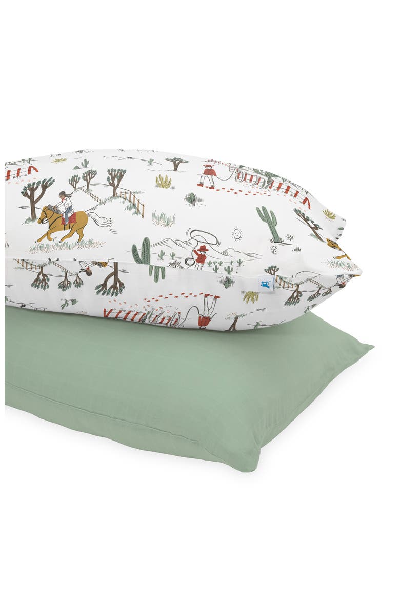 2-Pack Cotton Muslin Pillowcase, Alternate, color, COW POKE