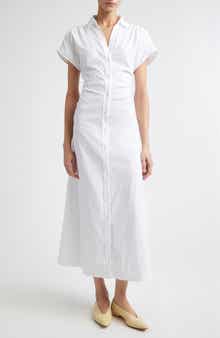 Cotton Stretch Poplin Tie Waist Shirtdress