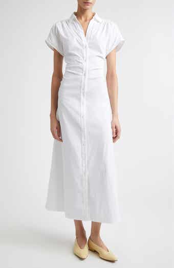 Cotton Stretch Poplin Tie Waist Shirtdress