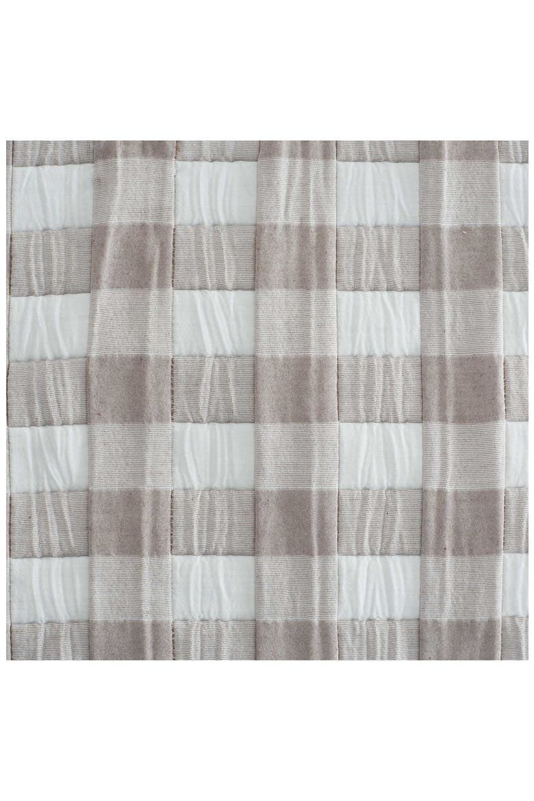 Gingham Jacquard Cotton Muslin Throw Blanket, Alternate, color, WHITE/ DARK TAUPE
