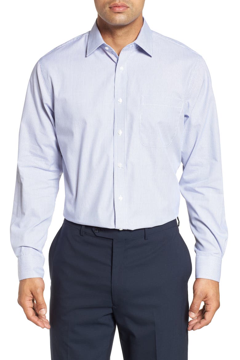 Traditional Fit Non-Iron Stripe Dress Shirt, Main, color, NAVY PATRIOT
