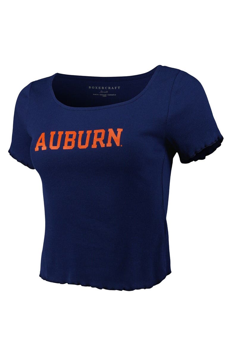 BOXERCRAFT Women's Navy Auburn Tigers Baby Rib Lettuce-Edge Trim T-Shirt, Alternate, color, 