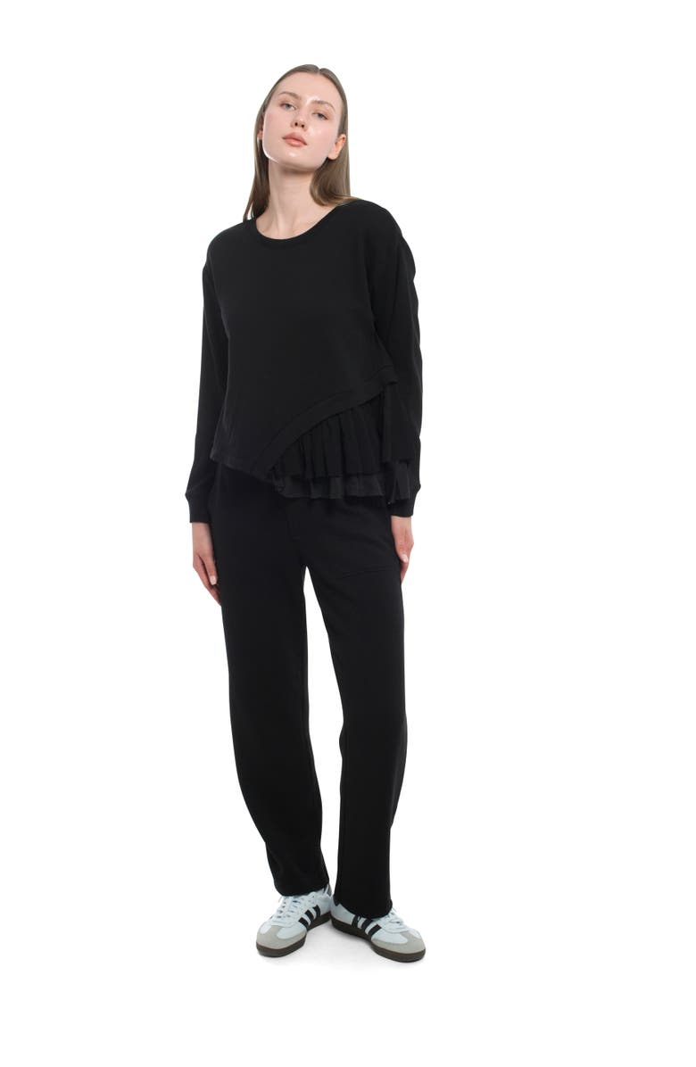 WILT Clothing Round Neck Mix Media Sweatshirt, Alternate, color, Black