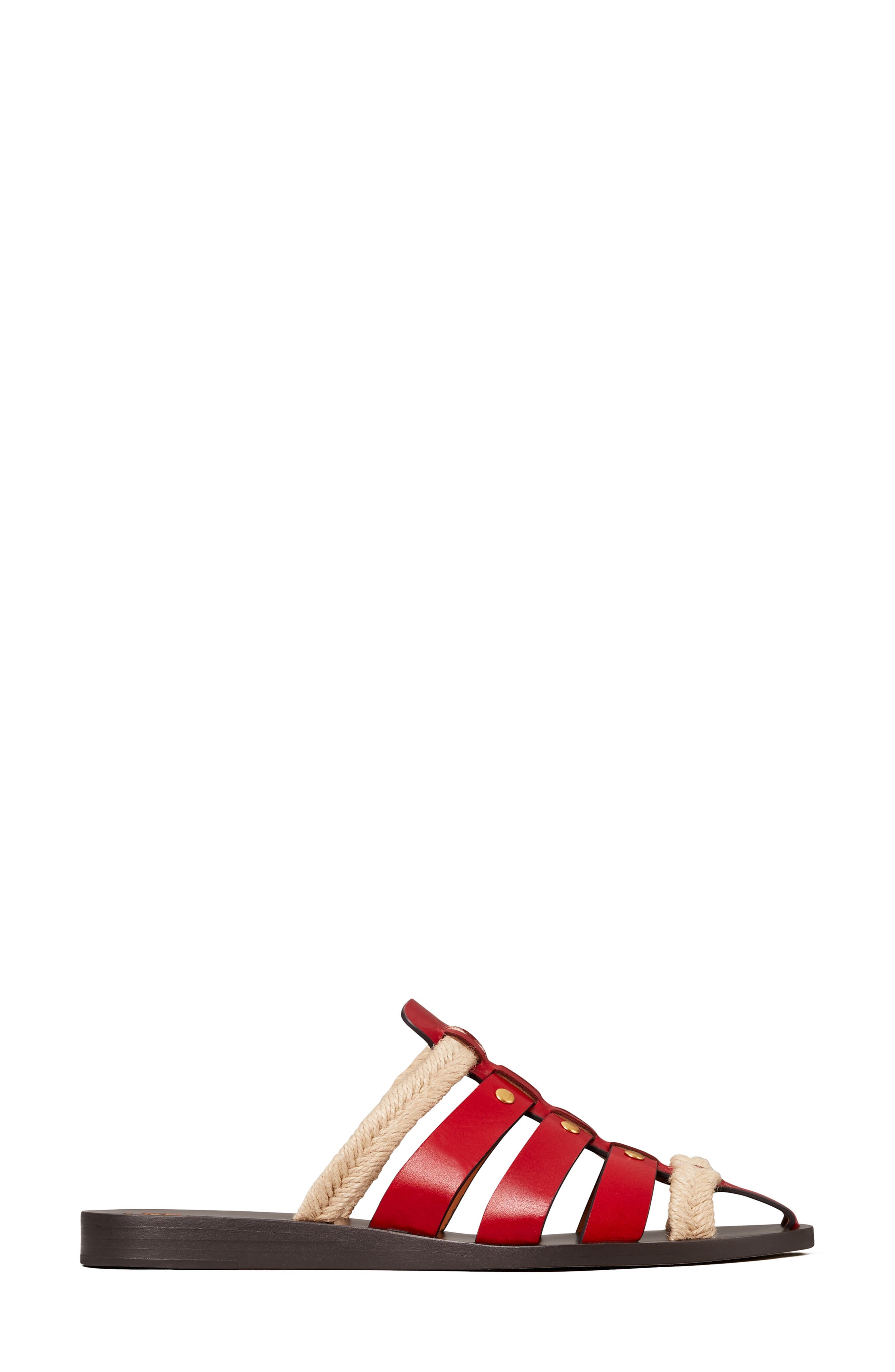 Mixed Media Fisherman Mule Sandal, Alternate, color, TORY RED/ TORY RED/ TORY RED