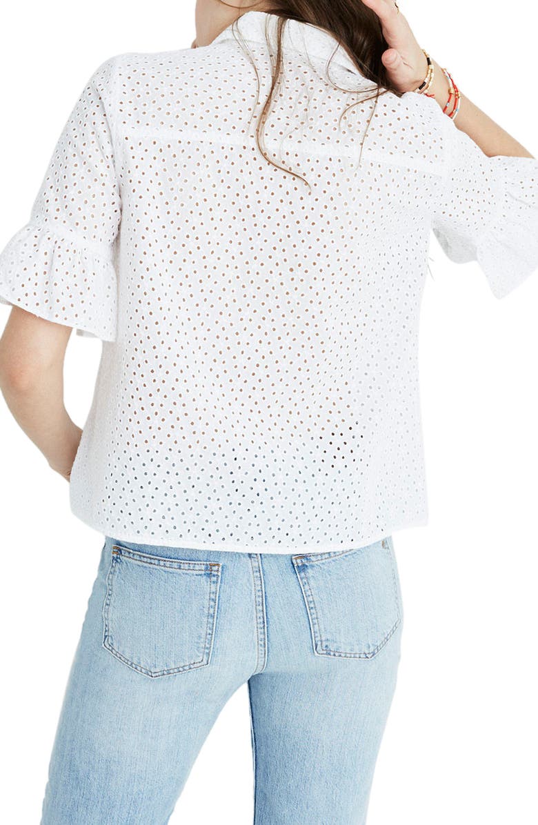 Madewell Eyelet Bell Sleeve Shirt, Alternate, color, 