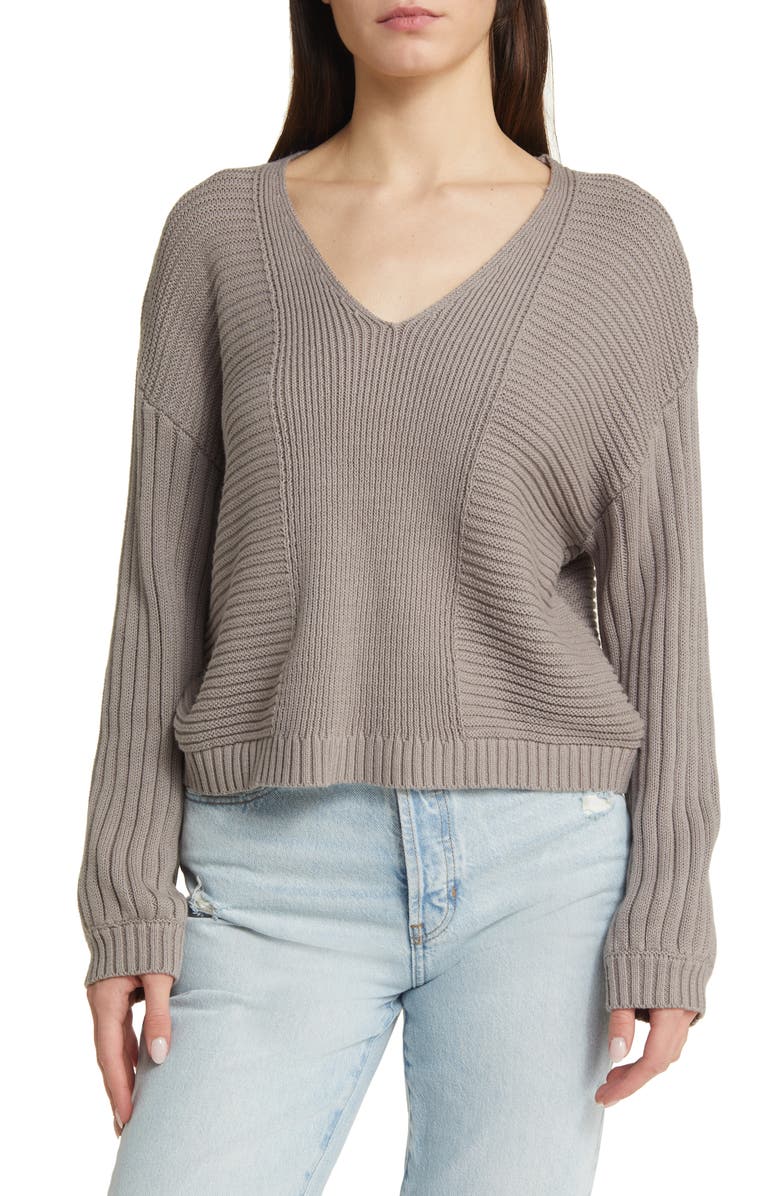 PacSun Feel the Breeze Mix Stitch Cotton V-Neck Sweater, Main, color,