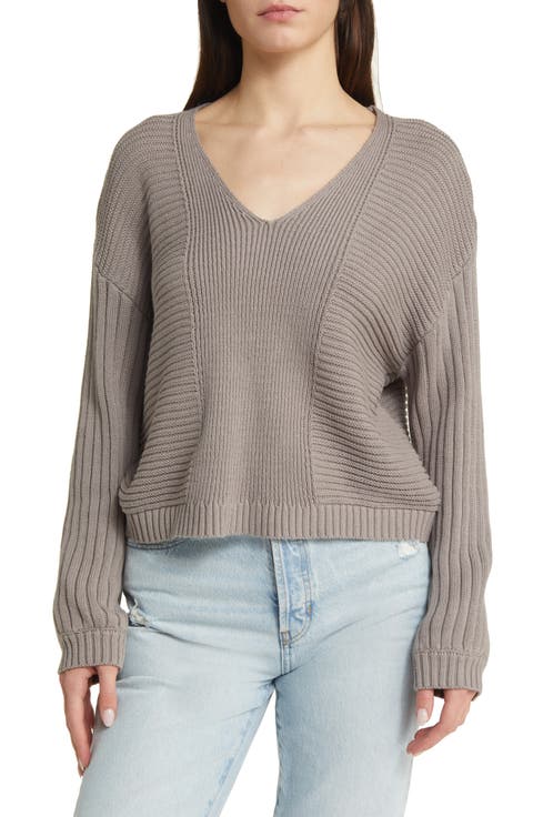 Feel the Breeze Mix Stitch Cotton V-Neck Sweater