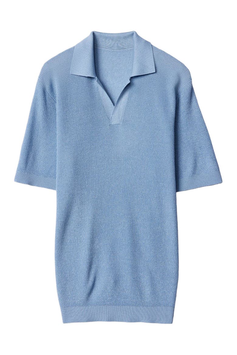 Open Collar Cashmere Silk Polo Shirt, Alternate, color, celestial blue