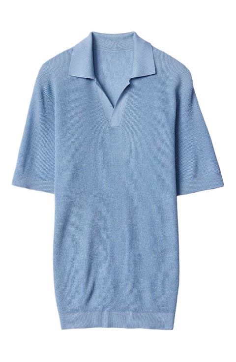 Open Collar Cashmere Silk Polo Shirt
