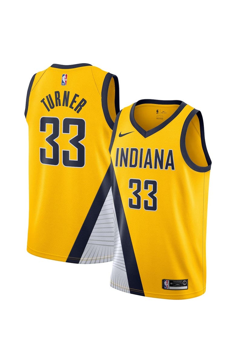 Nike Men's Nike Myles Turner Gold Indiana Pacers Swingman Jersey - Statement Edition, Alternate, color, 
