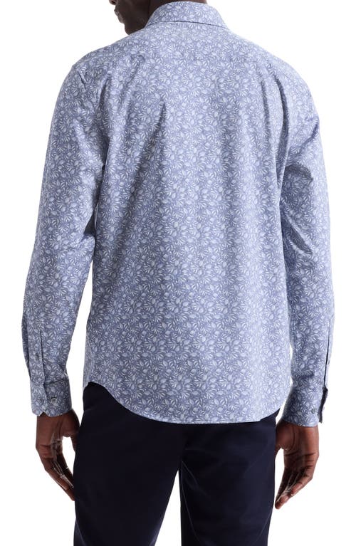 Bugatchi Jimmy Ooohcotton® Leaf Print Button-up Shirt In Blue