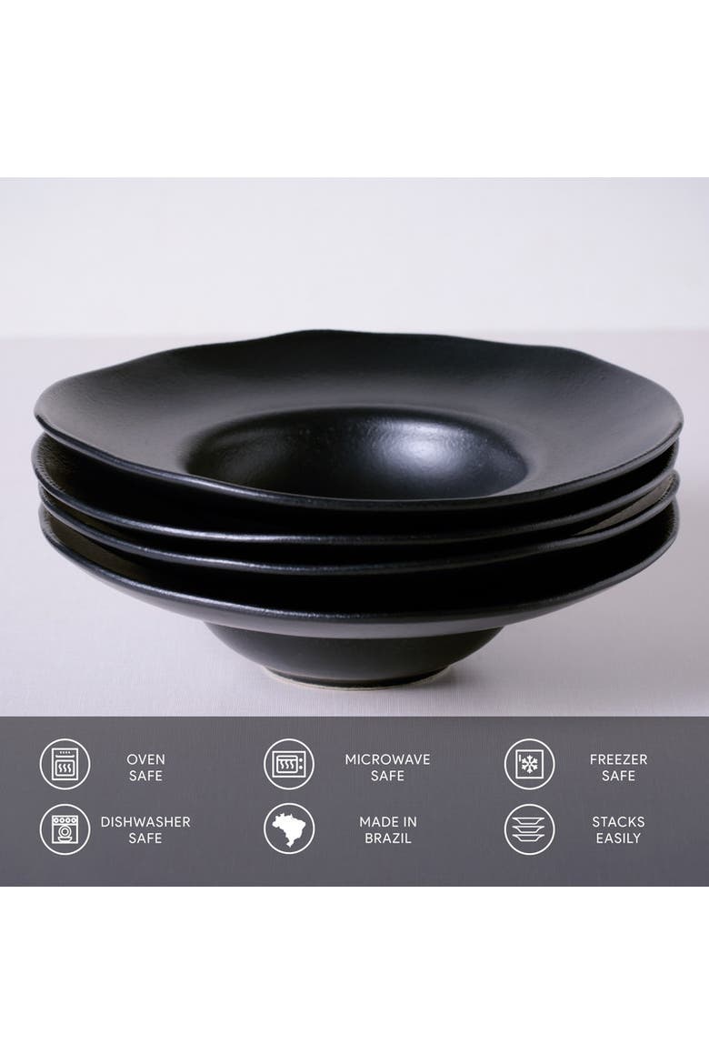 Deep Rim Plate Set of 4, Alternate, color, Matte Black