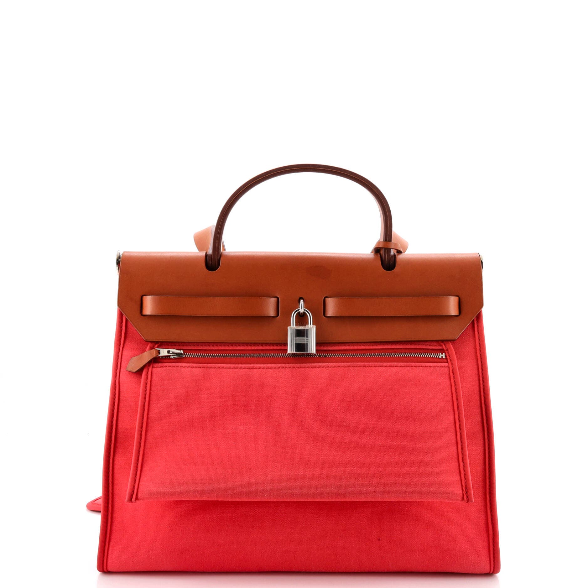 Pre-Owned Hermes Herbag Zip Leather and Toile 31, Alternate, color, Bougainvillier