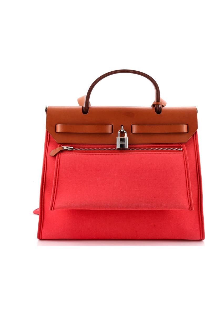 Pre-Owned Hermes Herbag Zip Leather and Toile 31, Alternate, color, Bougainvillier