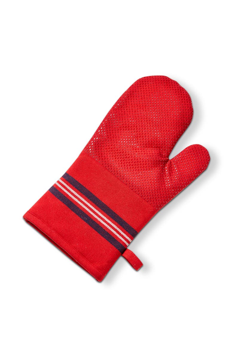 tag Summer Stripe Silicone Oven Mitt Red Multi Polyester Summer, Main, color, Red