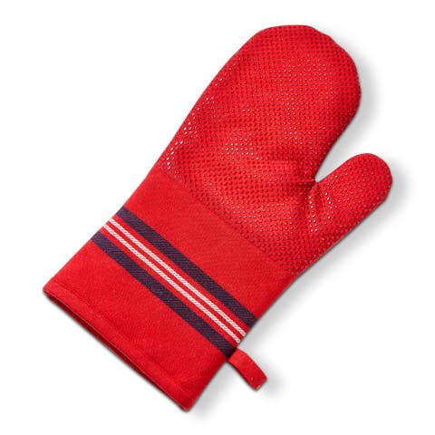 Summer Stripe Silicone Oven Mitt Red Multi Polyester Summer