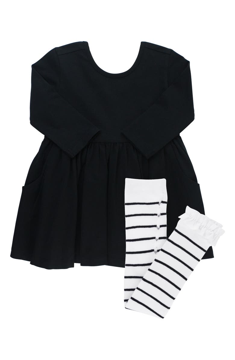 RuffleButts Twirl Dress & Stripe Tights, Main, color,