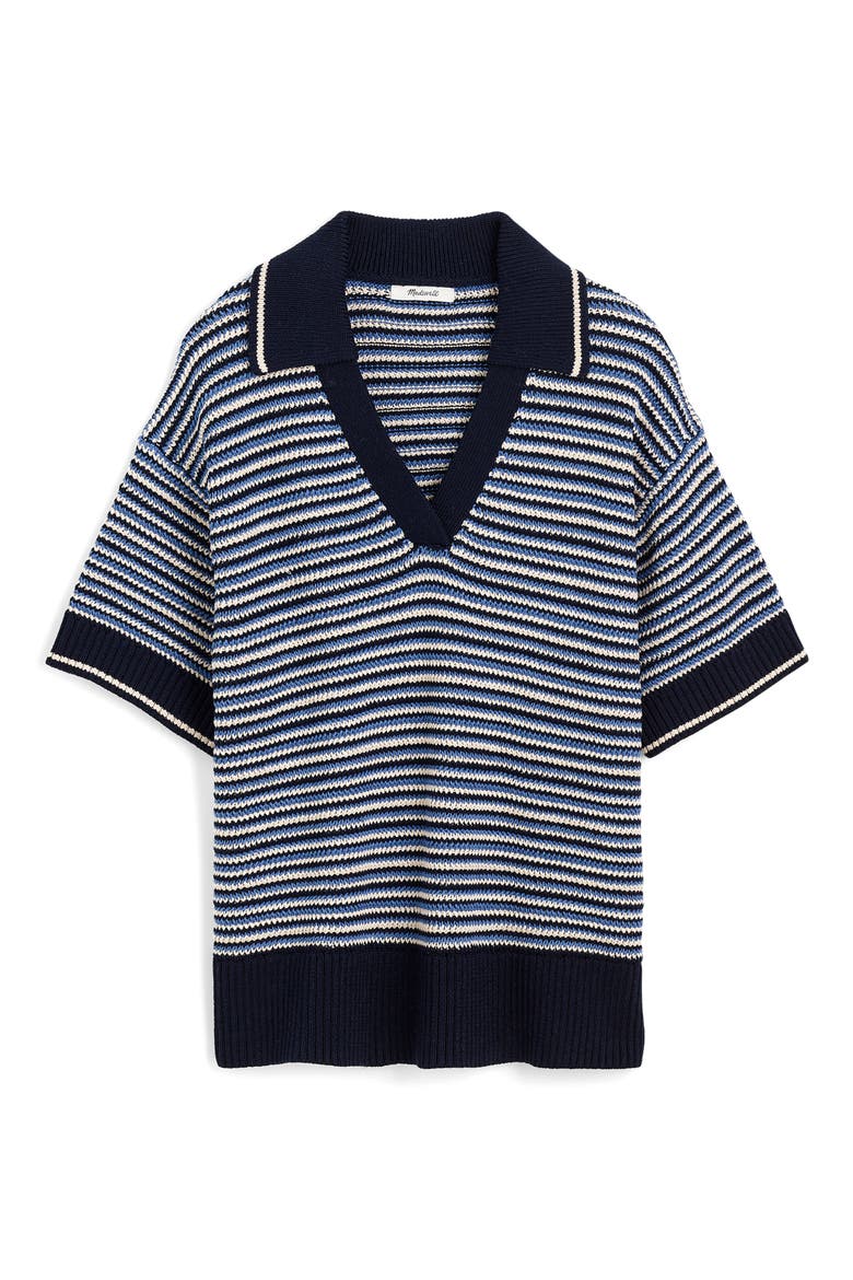 Stripe Johnny Collar Sweater T-Shirt, Alternate, color, BLUE TRIO STRIPE