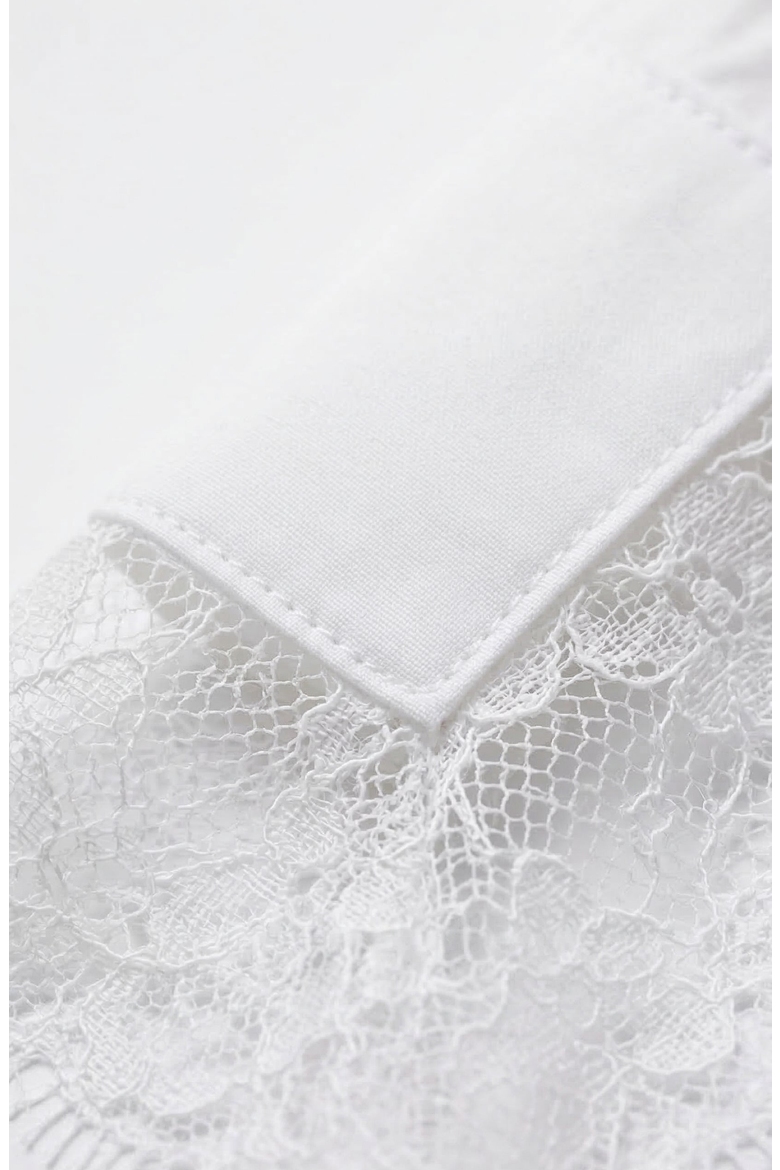 Lace Trim Collared Blouse, Alternate, color, White