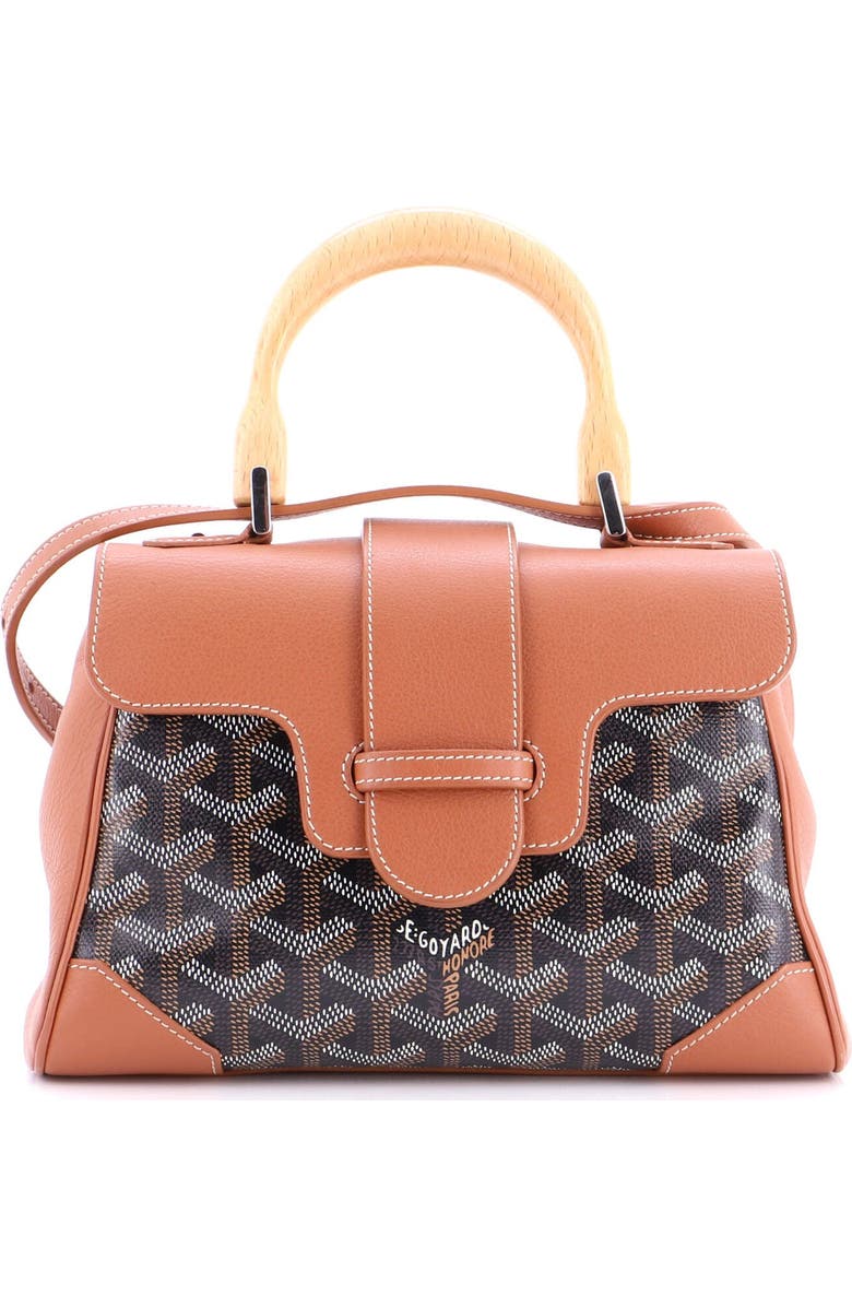 Pre-Owned Goyard Saigon Top Handle Bag Coated Canvas with Leather Mini, Main, color, Brown