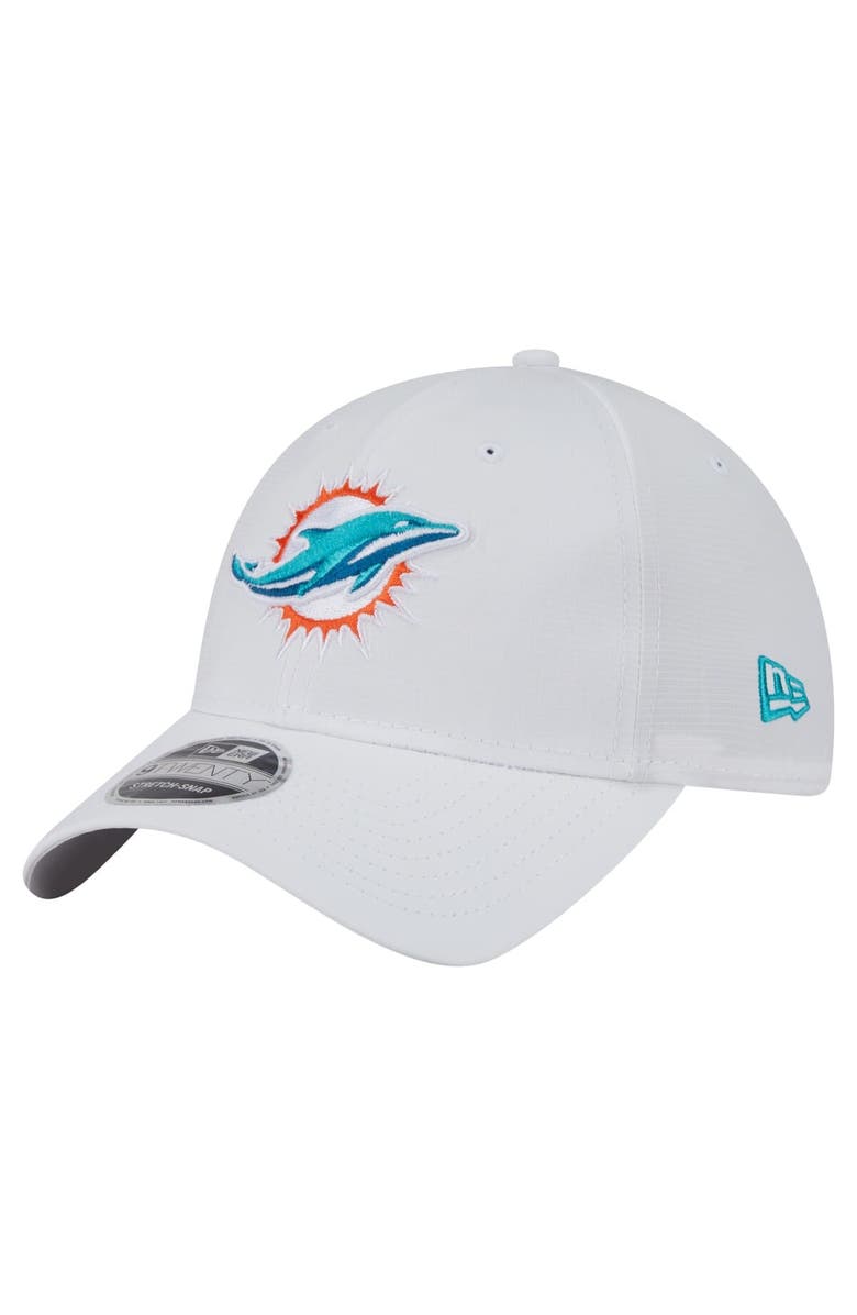 New Era Men's New Era White Miami Dolphins Active Ripstop 9TWENTY Stretch-Snap Hat, Main, color,