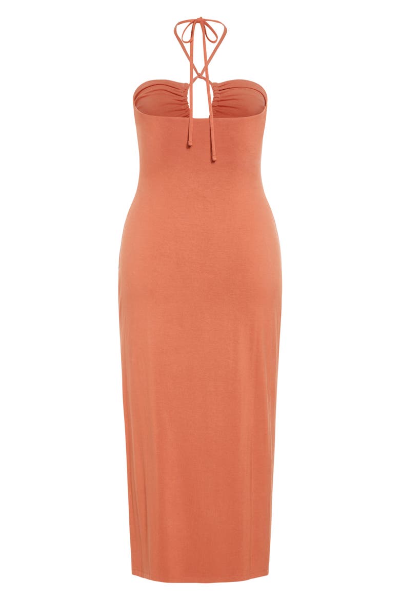 Miley Halter Midi Dress, Alternate, color, TAN