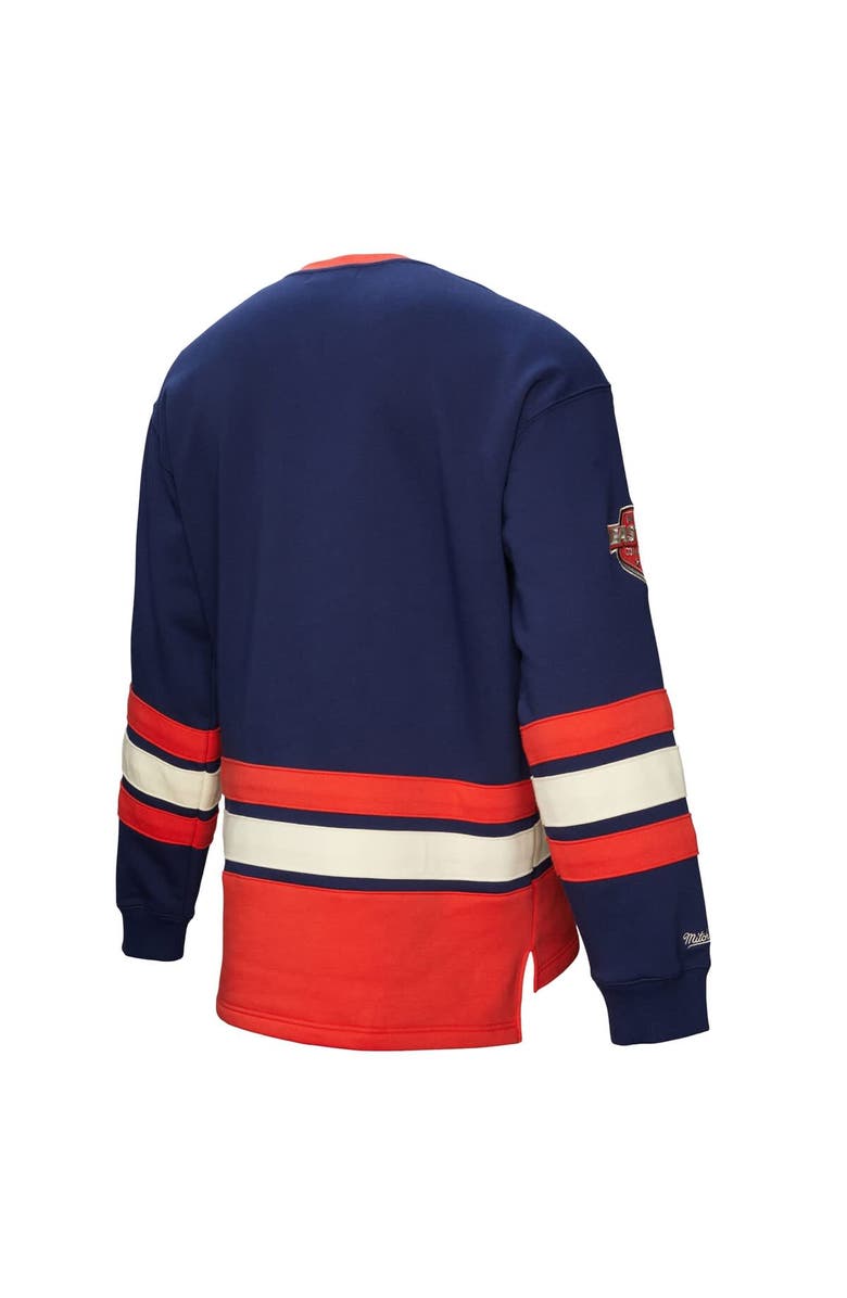 Mitchell & Ness Men's Navy Washington Capitals Heritage Lace-Up Pullover Sweatshirt, Alternate, color, Navy