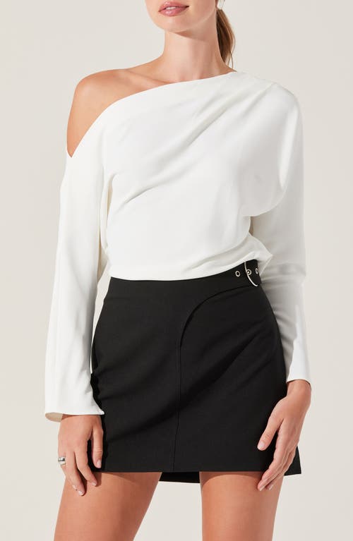 Astr The Label Orlia One-shoulder Woven Top In White