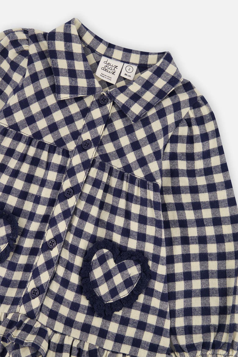 Gingham Frilled Heart Pocket Shirt Dress, Alternate, color, Blue and White Gingham Print