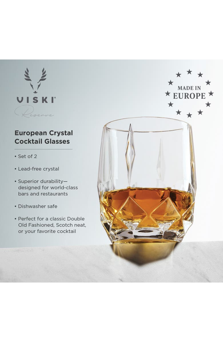 Viski Reserve Bruno Crystal Cocktail Glasses Set of 2, Alternate, color, Clear