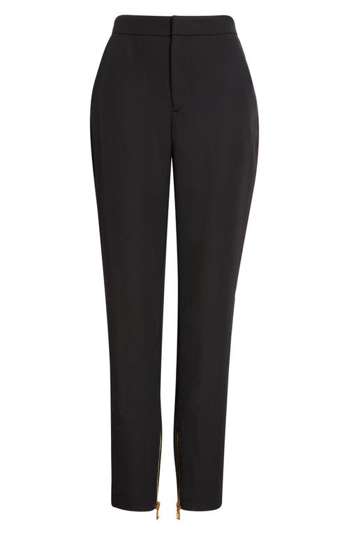 Balmain Zip Hem Slim Fit Wool Grain De Poudre Pants In Black