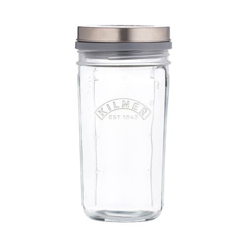 Kilner Kefir Set With Wide Mouth Jar, Silicone Strainer Cap, Stainless Steel Lid, 17 Ounce In Transparent
