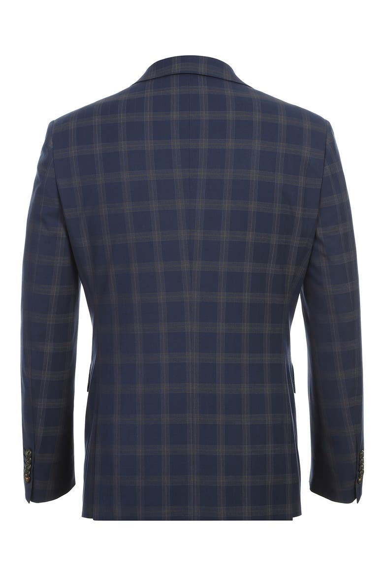 Plaid Trim Fit Notch Lapel Two-Piece Suit, Alternate, color, NAVY