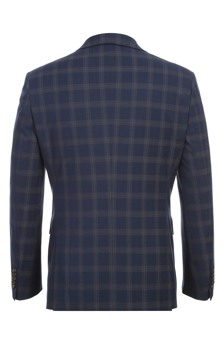 English Laundry Plaid Trim Fit Notch Lapel Two-Piece Suit, Alternate, color, Navy