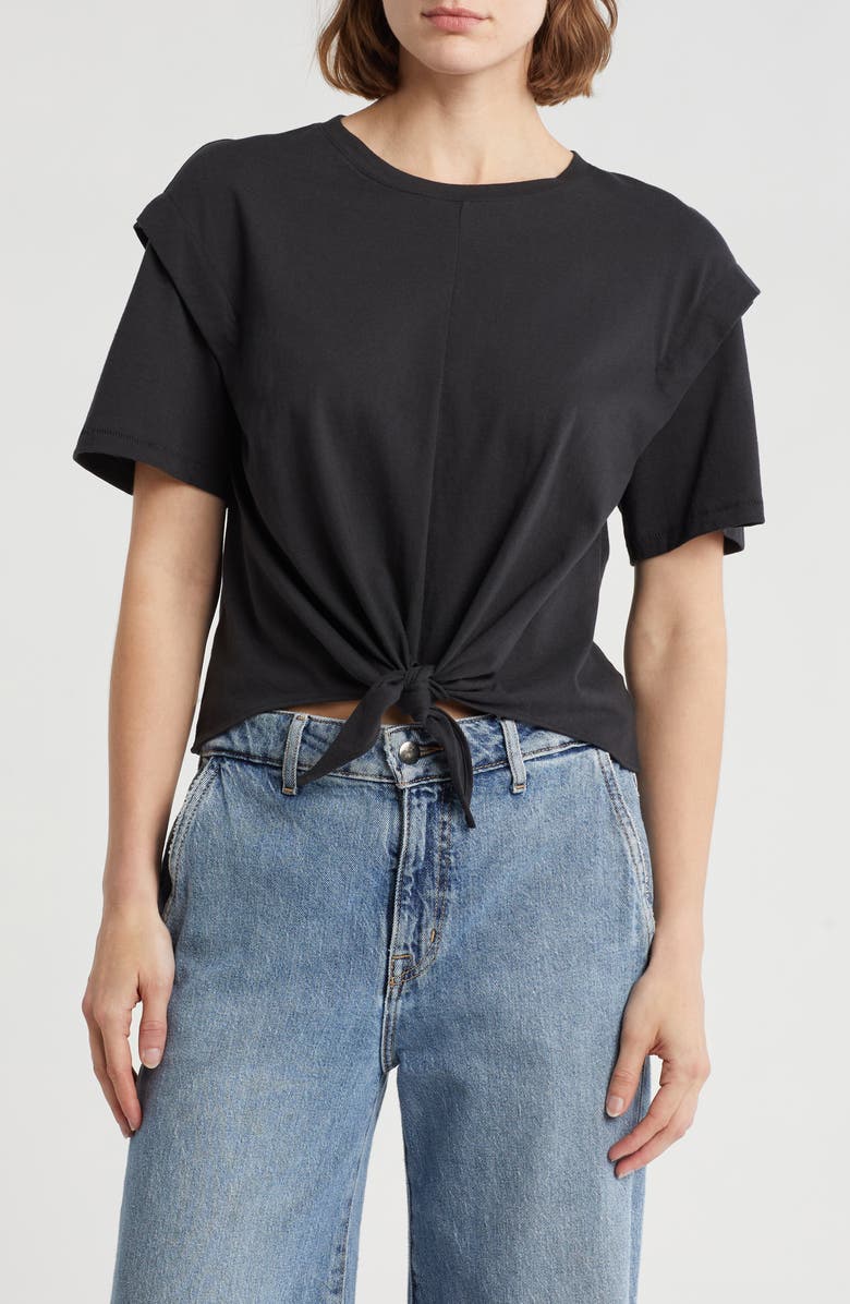 rag & bone Mica Tie Front T-Shirt, Main, color, Black